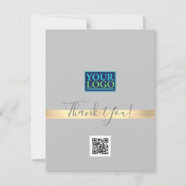 Tarjeta De Agradecimiento Su logotipo QR Code Bus Name, Gold Strike Light Gr