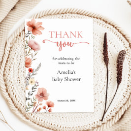 Tarjeta De Agradecimiento Suave Floral Rosa Bebé en Flor