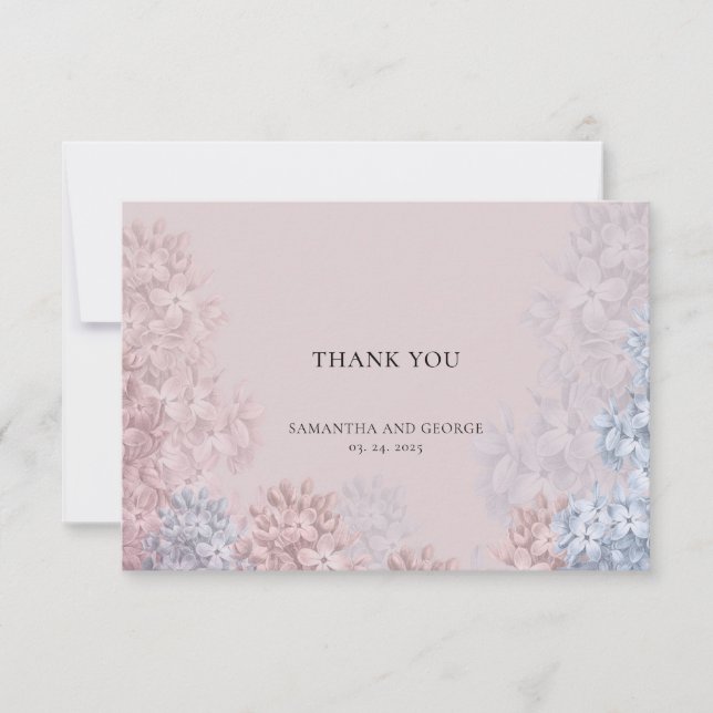 Tarjeta De Agradecimiento Suave polvoriento pastel rosa polvoriento azul pri (Anverso)