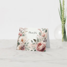 Tarjeta De Agradecimiento Suave Serenata Floral de Peonía y Rosa con Tono Ro
