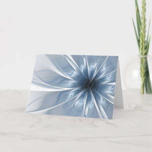 Tarjeta De Agradecimiento Suave y delicado flor de fantasía fractal azul