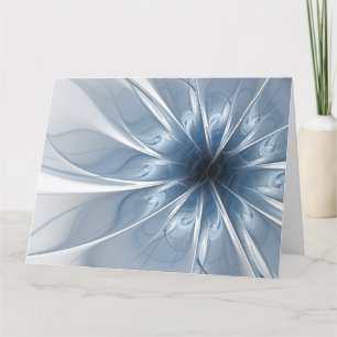 Tarjeta De Agradecimiento Suave y delicado flor de fantasía fractal azul