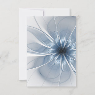 Tarjeta De Agradecimiento Suave y delicado flor de fantasía fractal azul