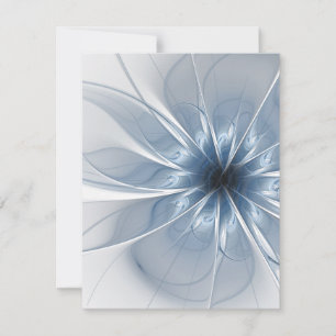 Tarjeta De Agradecimiento Suave y delicado flor de fantasía fractal azul