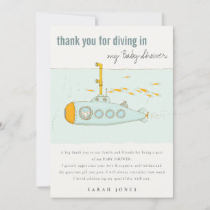 Tarjeta De Agradecimiento Submarino submarino Baby Shower