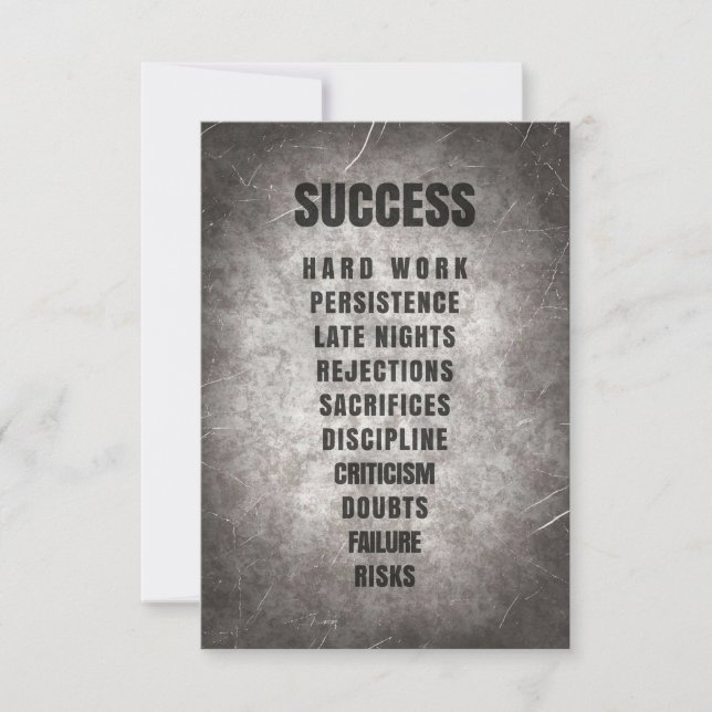 Tarjeta De Agradecimiento Success Hard Work Discipline (Anverso)