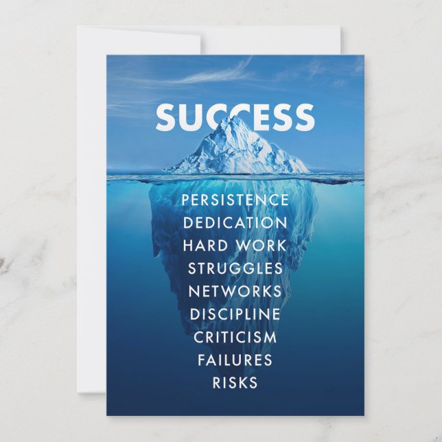 Tarjeta De Agradecimiento Success Iceberg Hard Work (Anverso)