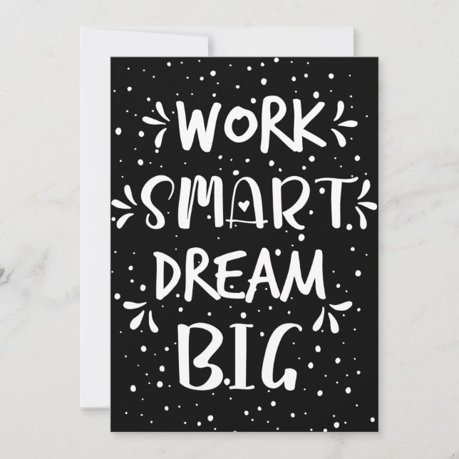 Tarjeta De Agradecimiento Success Quote Work Smart Dream Big (Anverso)