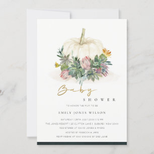 TARJETA DE AGRADECIMIENTO SUCCULENTE FAUNA BABY SHOWER INVITE BLANCO DE BOMB
