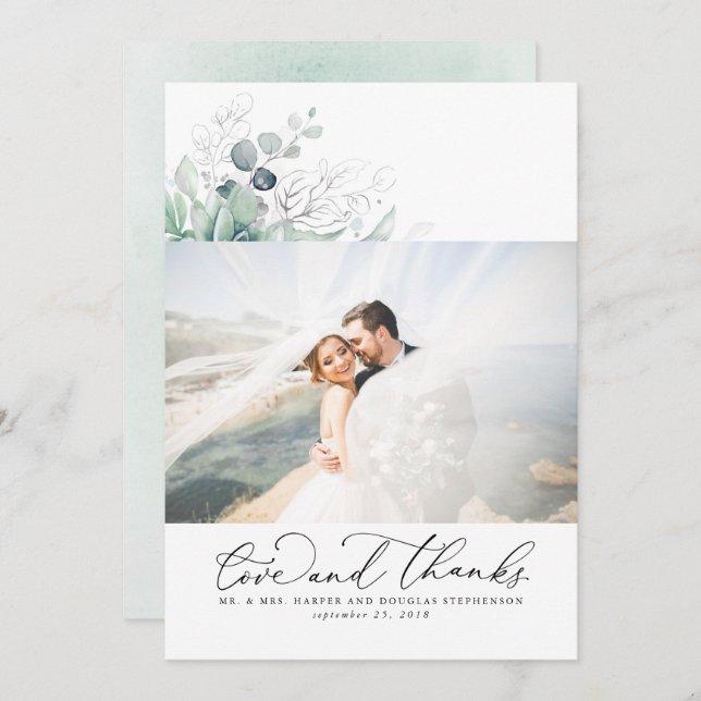 Tarjeta De Agradecimiento Suculentas Bodas de la vegetación plateada Gracias (Anverso / Reverso)