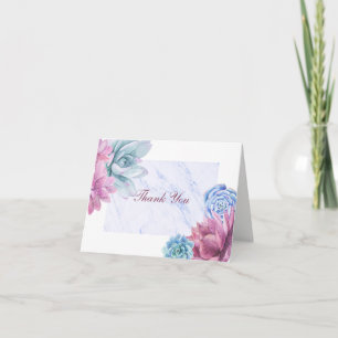 Tarjeta De Agradecimiento Suculentas Mármol Moderno Floral Chic Agradecimien