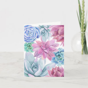 Tarjeta De Agradecimiento Suculentas Modernas Elegantes Florales Blancas Ele