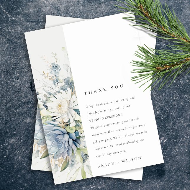 Tarjeta De Agradecimiento Suculento Boda botánico floral suave azul verde (Subido por el creador)