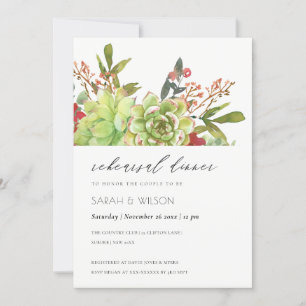 Tarjeta De Agradecimiento Suculento Cacti Red Flora Ensayo Cena Invitado