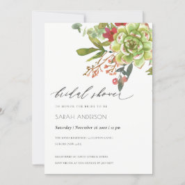 Tarjeta De Agradecimiento Suculento Cactus Rojo Floral Bridal Shower Invite