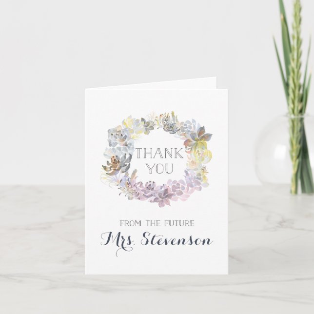 Tarjeta De Agradecimiento Sucultores de agua | Bridal Shower Gracias (Anverso)