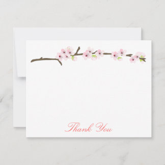 Tarjeta De Agradecimiento Sucursal de cerezo en flor gracias (blanco)