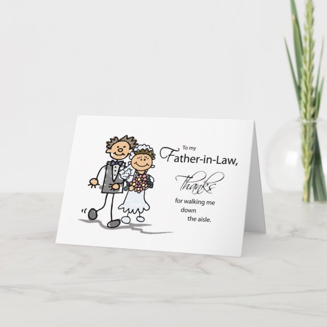 Tarjeta De Agradecimiento Suegro, gracias por caminar yo abajo del Aisl (Anverso)