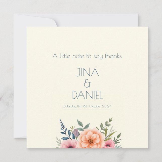 Tarjeta De Agradecimiento Sueño de Melocotón y Pétalo (Anverso)