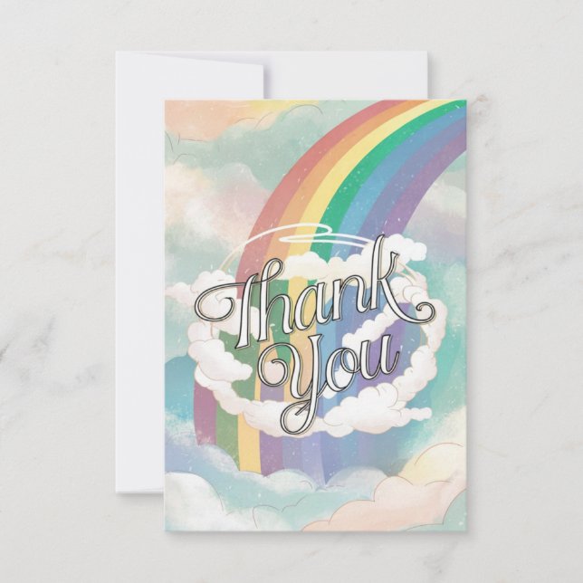 Tarjeta De Agradecimiento Sueño Lindo Arcoíris y Nubes (Anverso)