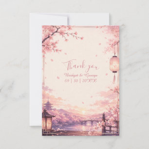 Tarjeta De Agradecimiento Sueños de boda al atardecer de Anime Sakura