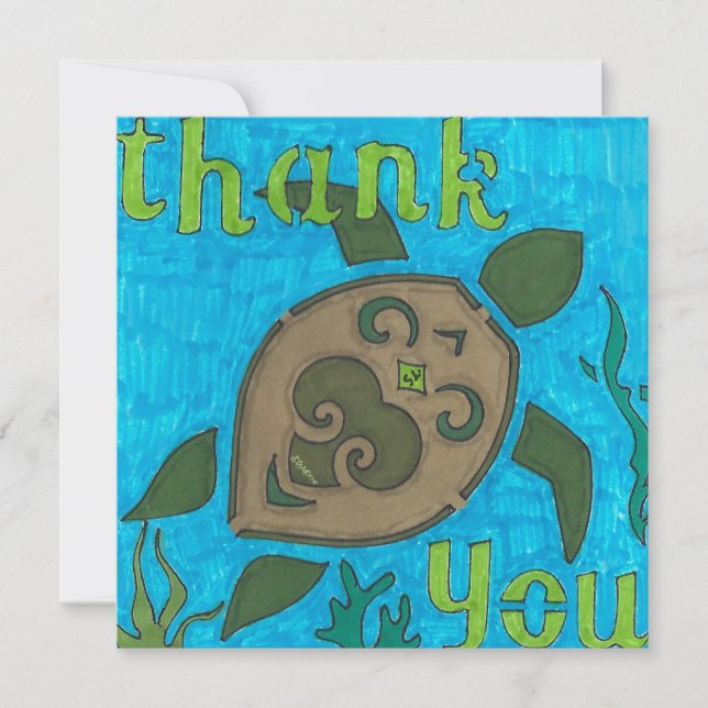 Tarjeta De Agradecimiento Sueños de tortuga Gracias (Anverso)