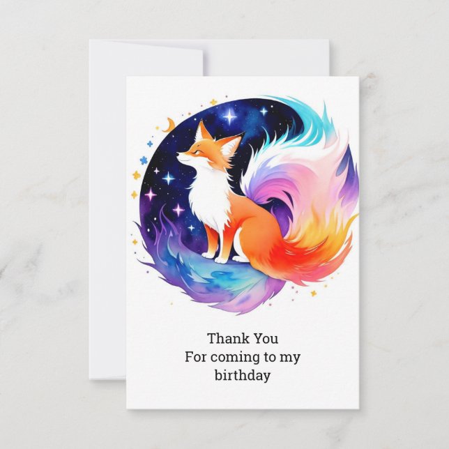 Tarjeta De Agradecimiento Sueños de Zorro Rojo Cumpleaños (Anverso)