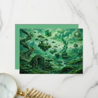 Sueños Esmeralda Paisaje Surrealista Tonos de Verd
