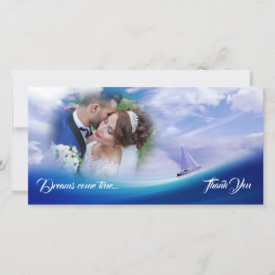 Tarjeta De Agradecimiento Sueños Náuticos Gratitud Deep Blue Sea Boda