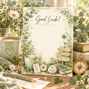 Tarjeta De Agradecimiento Suerte Encouragement Cottagecore Verde Acogedor