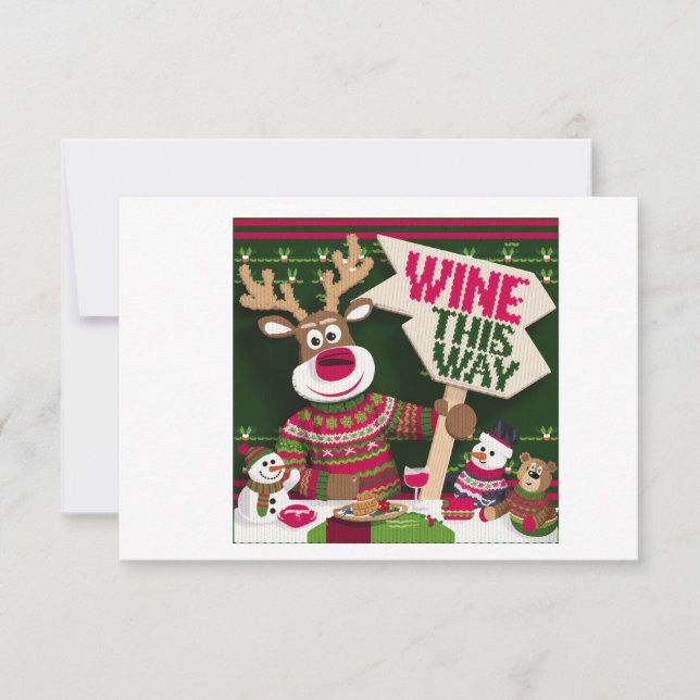 Tarjeta De Agradecimiento Suéter feo de Navidad Reno y amigos (Anverso)