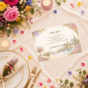 Tarjeta De Agradecimiento Suite de Boda en Jardín Romántico