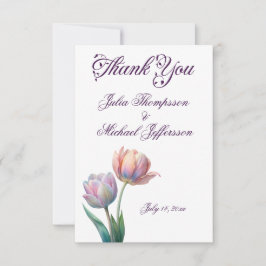 Tarjeta De Agradecimiento Suite de Boda Pastel Tulipán Tipografía Elegante