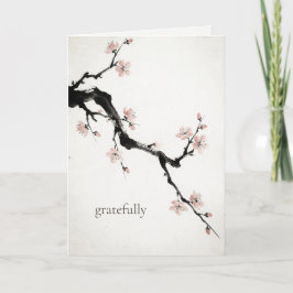 Tarjeta De Agradecimiento Sumi-E Ink | Cherry Blossom | Thank You Card