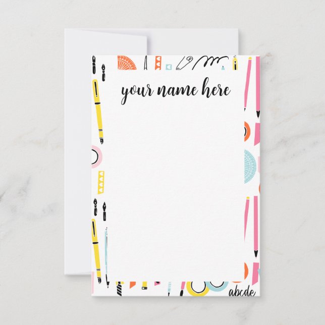 Tarjeta De Agradecimiento Suministros de arte personalizados Notecards (Anverso)