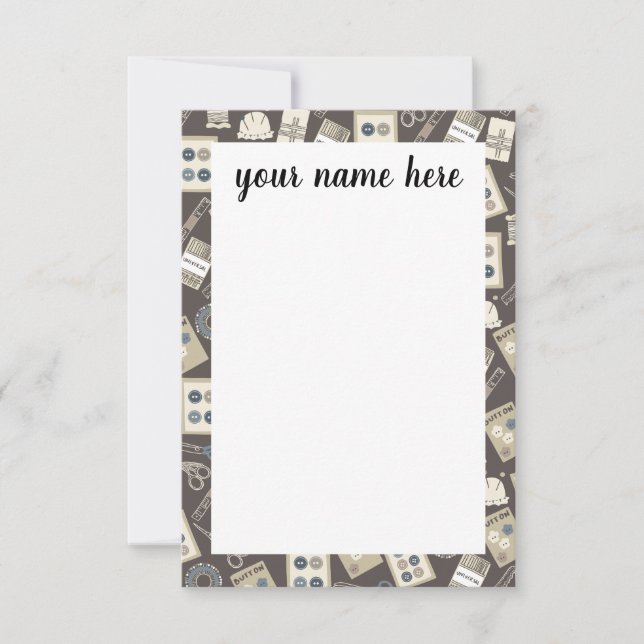 Tarjeta De Agradecimiento Suministros de costura personalizados Notecards (Anverso)