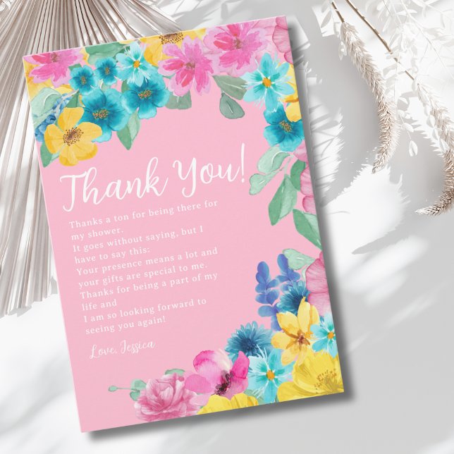 Tarjeta De Agradecimiento Summer floral Bridal Shower  (Subido por el creador)