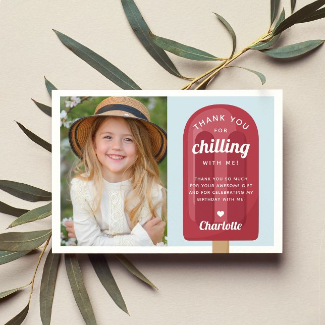 Tarjeta De Agradecimiento Summer Popsicle Kids Foto de cumpleaños (Subido por el creador)