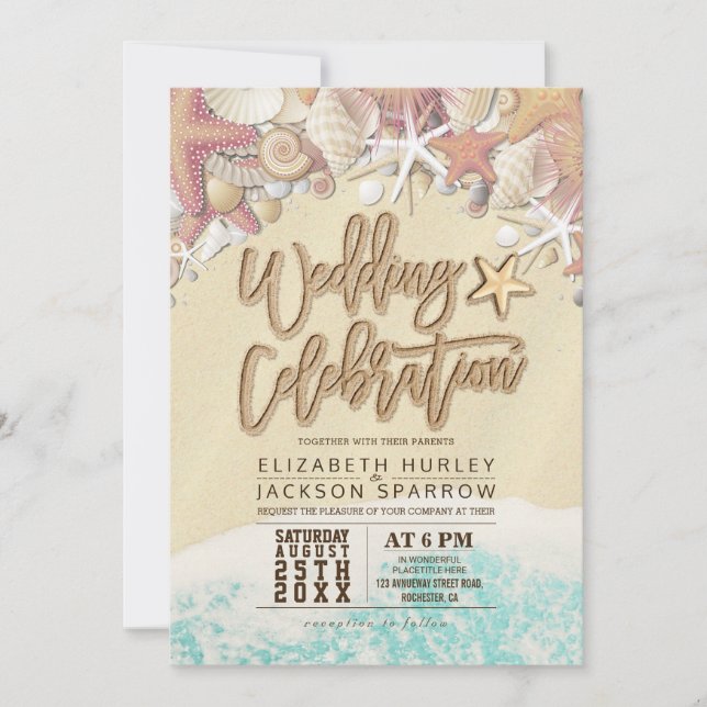 Tarjeta De Agradecimiento Summer Sandy Beach Wedding Bridal Shower Starfish (Anverso)