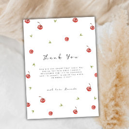 Tarjeta De Agradecimiento Summer Watercolor Cherry Sweet Baby Shower