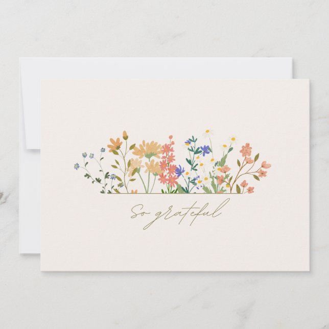 Tarjeta De Agradecimiento Summer Widlflower Boho Boda Gracias (Anverso)