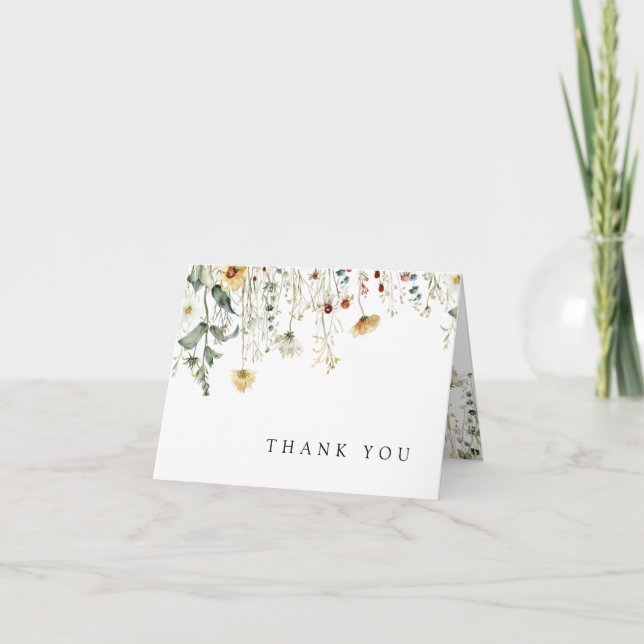 Tarjeta De Agradecimiento Summer Wildflower Field Wedding (Anverso)