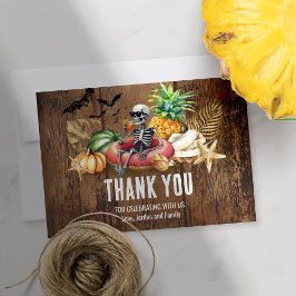 Tarjeta De Agradecimiento Summerween Birthday Party Summer and Halloween