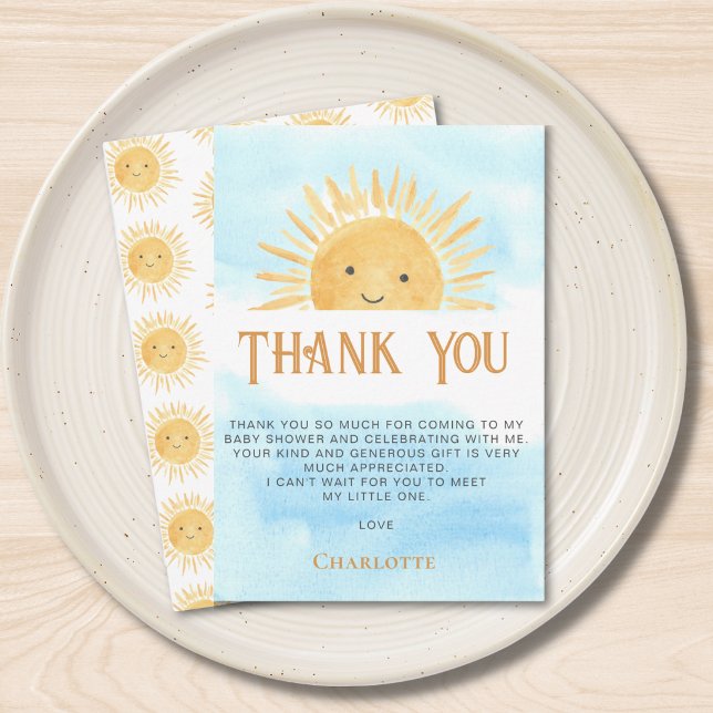 Tarjeta De Agradecimiento Sun Blue Sky Baby Shower Thank You (Subido por el creador)