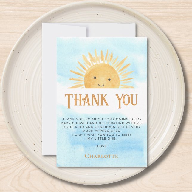 Tarjeta De Agradecimiento Sun Blue Sky Baby Shower Thank You (Subido por el creador)