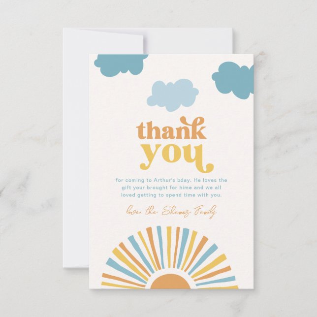 Tarjeta De Agradecimiento Sun Cumpleaños Gracias Cartas (Anverso)