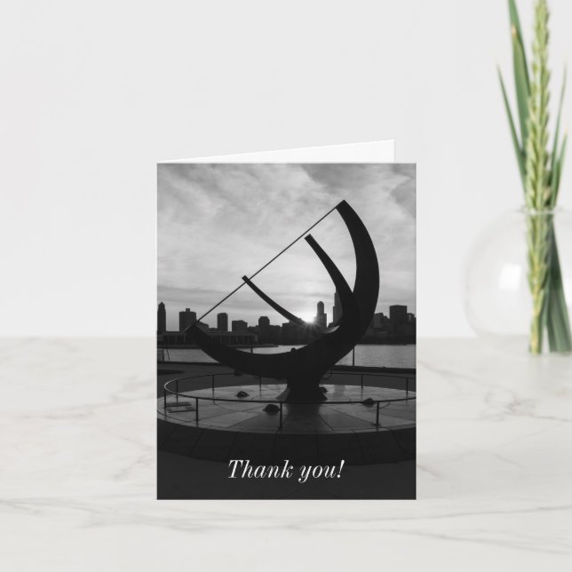 Tarjeta de agradecimiento Sundial Sunset Grayscale (Anverso)