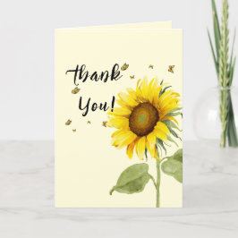 Tarjeta De Agradecimiento Sunflower acuarela con Baby Shower de mariposas
