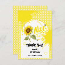 Sunflower acuarela con mariposas Primer cumpleaños