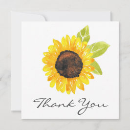 Tarjeta De Agradecimiento Sunflower acuarela pintada a mano
